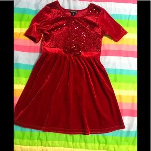 Girls red velvet dress